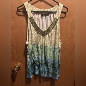 Apt. 9 Women's Green and Blue Geometric Tank Top 2X